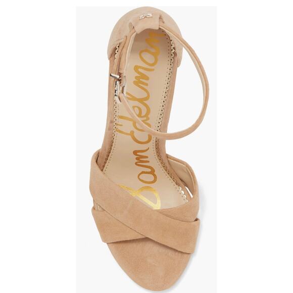 Sam Edelman Golden Caramel Suede Yancy Block Heel Sandal 10 M New - Picture 3 of 13